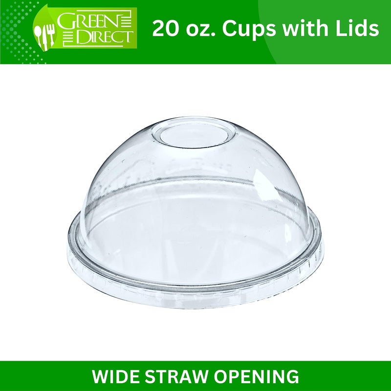 Green Direct 20 oz. Plastic Clear Disposable Drinking Cups With Lids for Ice coffee, Bubble Boba Tea Cups Pack of 100 - Image 3